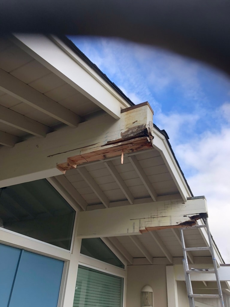 Orinda Barge Beams — Dry Rot Repair — Before