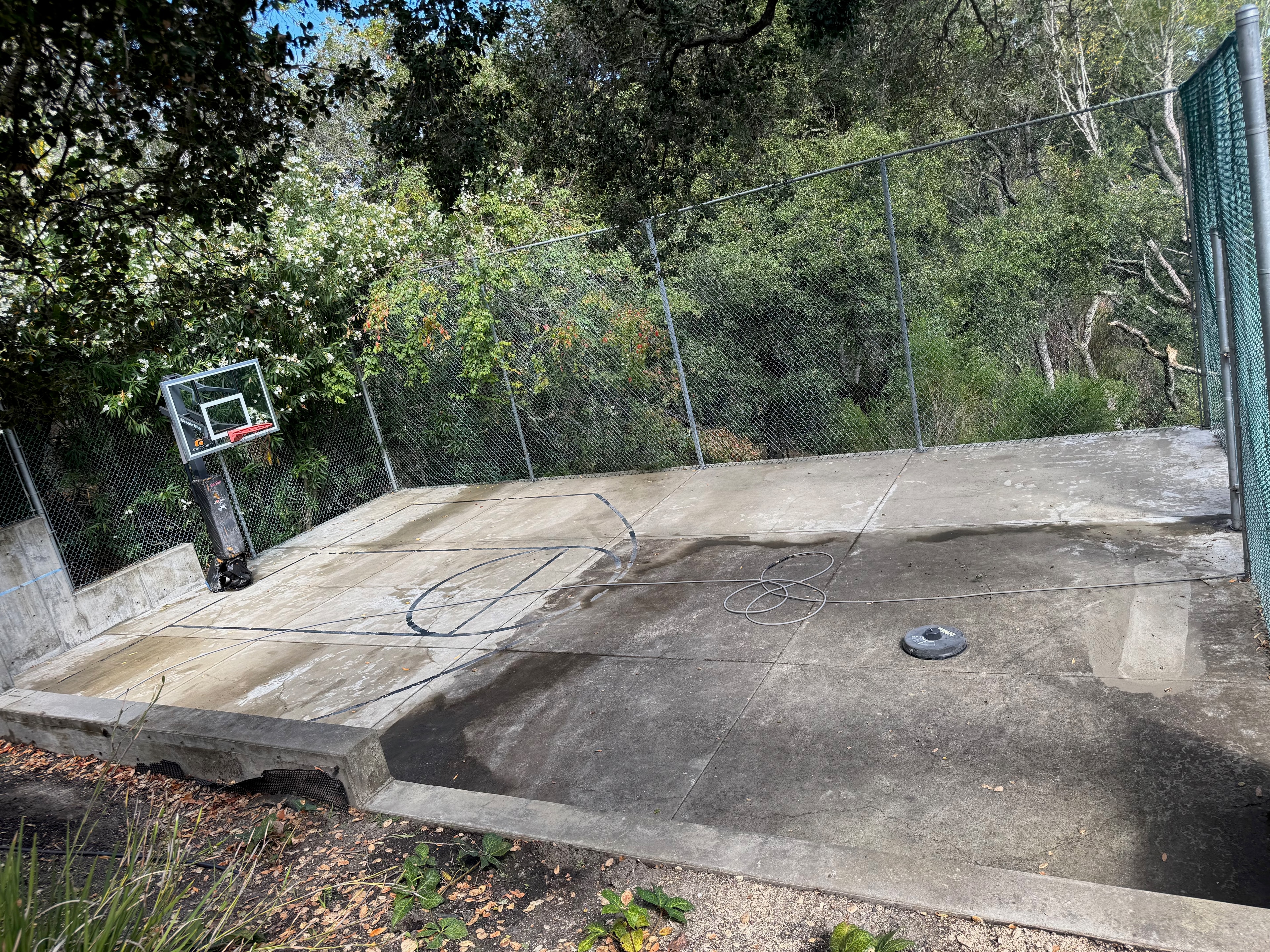 During pressure washing at the Orinda basketball court